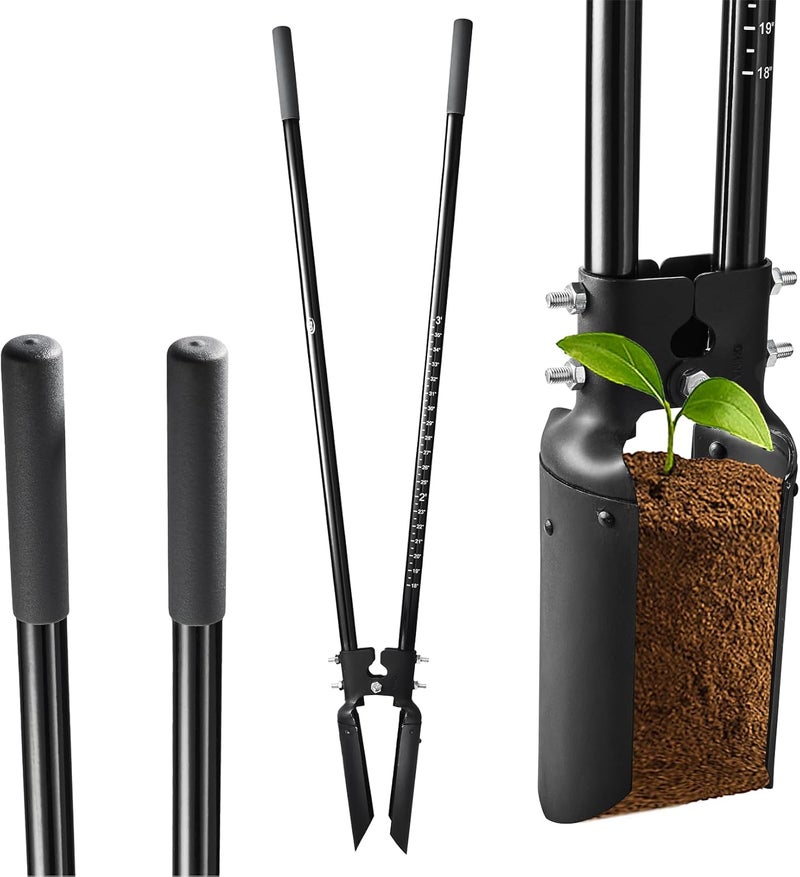 CKG Post Hole Digger Gardening Tool 57 inches,Heavy Duty with Fiberglass Handle, Plant Hole Digger for for Soil Plugging, Cultivating, Manual Fence Post Diggers, Black - Image 1